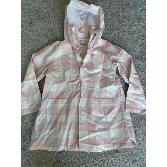 Sal & Pimenta pink buffalo plaid rain jacket Sz 6, $60 F20 - Picture 2 of 5